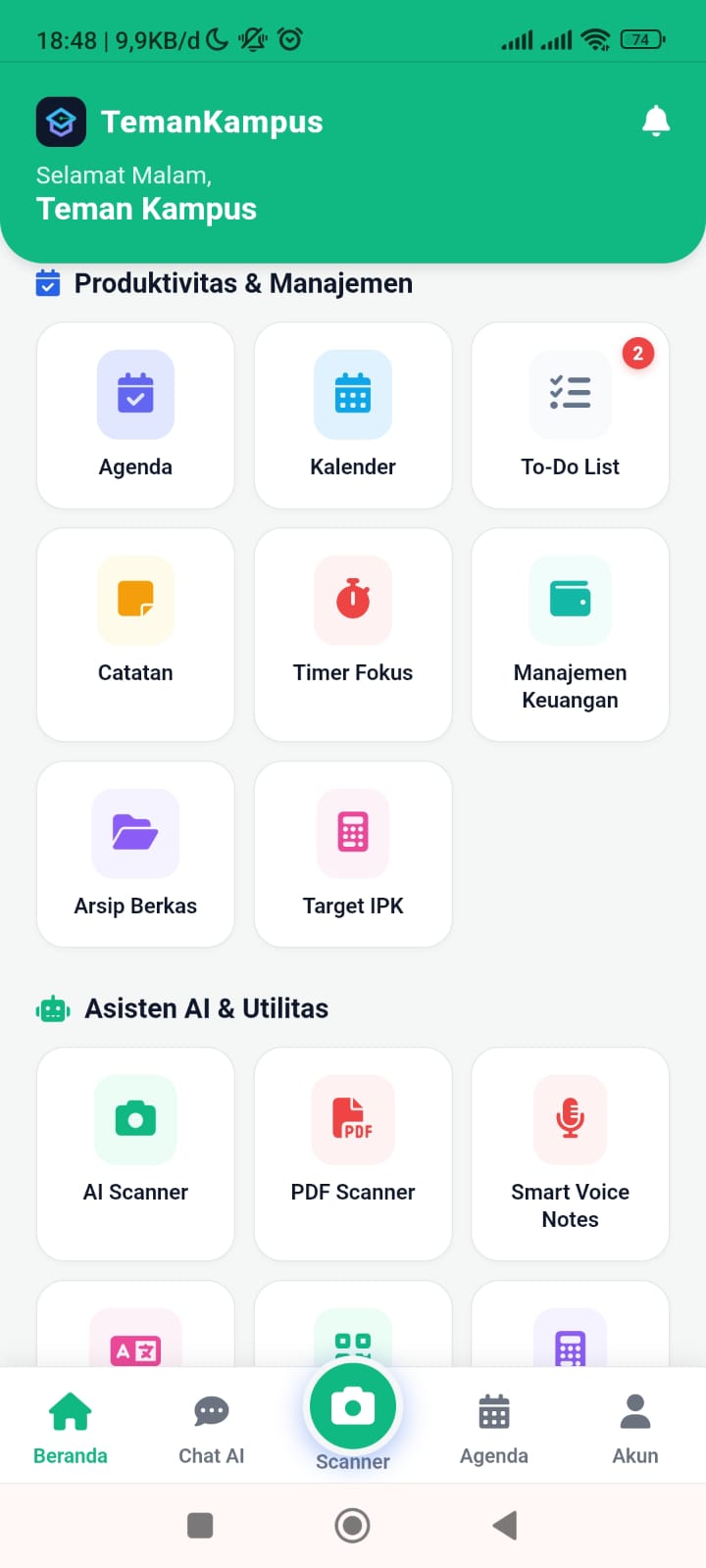 Dasbor Utama TemanKampus